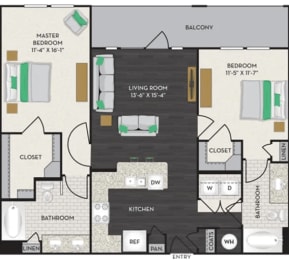 a floor plan of a house with a bedroom and a living room