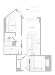 A floor plan of a house with a bedroom, bathroom, living room, kitchen, and den.