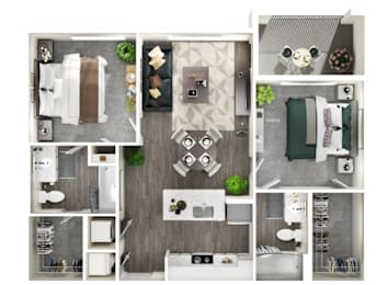 A series of images showing different views of a modern kitchen and living room.