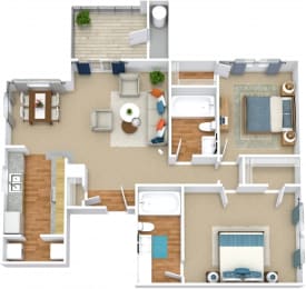 a floor plan of a 3 bedroom apartment