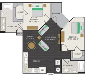 a floor plan of a house with a bedroom and a living room