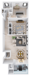 a rendering of our 1 bedroom apartment at princeton court