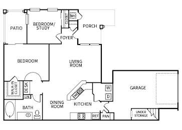 A black and white image of a house floor plan.