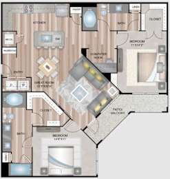 A detailed floor plan of a house layout with rooms labeled.