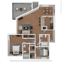 a 1 bedroom floor plan with a bathroom and a living room