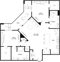 floor plan of the longhorn 750 sq ft floor plan