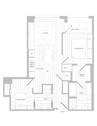 A floor plan of a house with labeled rooms such as "BALCONY", "LIVING", "KITCHEN", "BATH", "BEDROOM", "MECH", "WD", and "WAL