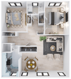 a floor plan of a 1 bedroom apartment