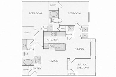 A black and white floor plan of a house with labeled rooms.