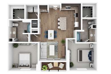 A top-down view of a house layout with labeled rooms.