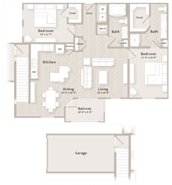 A floor plan of a house with a garage.