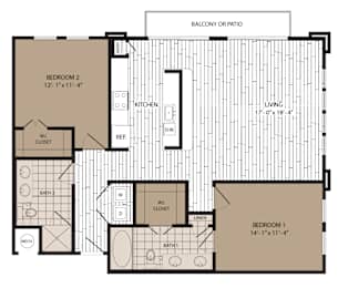 A floor plan of a house with labeled rooms and dimensions.