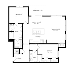 A black and white image of a floor plan for a house.
