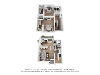 Two images of a house layout with a disclaimer at the bottom.