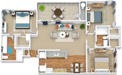 a floor plan of a 3 bedroom apartment