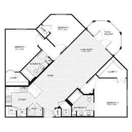 A black and white image of a house floor plan with labeled rooms.