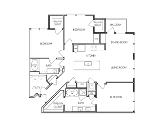 A floor plan of a house with labeled rooms such as Bedroom, Bath, Kitchen, and Living Room.