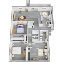 a floor plan of a 3 bedroom apartment