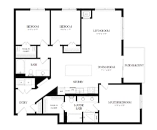 A black and white floor plan of a house with labeled rooms.