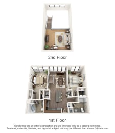 C2M floor plan in fort worth apartments