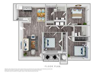 A floor plan of a house with a kitchen, living room, dining room, and bathroom.