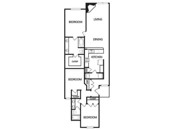 a floor plan of a house with a bedroom and a living room