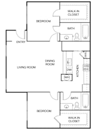 A black and white diagram of a house layout with labeled rooms.