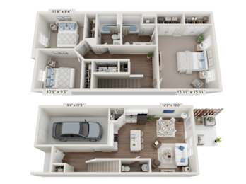 A floor plan of a two-story house with dimensions and room layout.