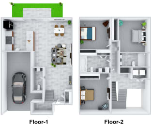 the floor plans of two different layouts of a house