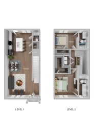 a floor plan of a house with a bedroom and a living room