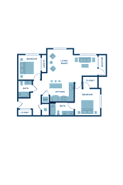 a floor plan of a home with a bedroom and a living room