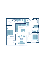 a floor plan of a residence with a bedroom and a living room