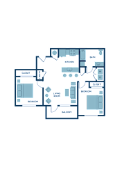 a floor plan of a home with a bedroom and a living room