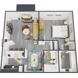 a floor plan of a 1 bedroom apartment