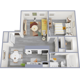 a floor plan of a 1 bedroom apartment
