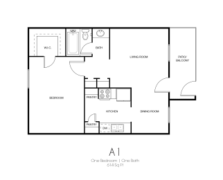 this floor plan is an approximation of our A1- 1 bedroom floor plan