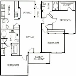 A black and white image of a house floor plan.