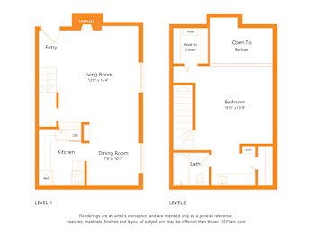 A diagram shows two levels of a house with labeled rooms.