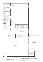 floor plan of the one bedroom one bathroom floor plan with roommates