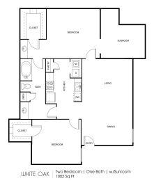 floor plan of the two bedroom one bath floor plan at the residences at stadium estates