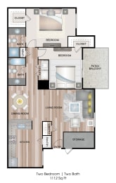 B2 floorplan, 2 bedroom 2 bathroom