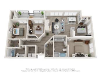 a 3 bedroom floor plan is shown in this illustration