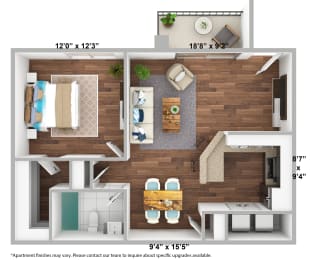 one bedroom 730sqft