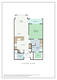 A floor plan of a house with rooms labeled such as living room, dining, kitchen, and bathrooms.