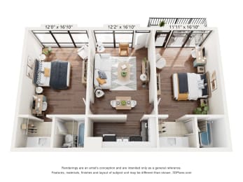 a 1 bedroom floorplan is shown in this image