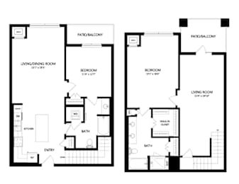 A black and white image of two floor plans of a house.