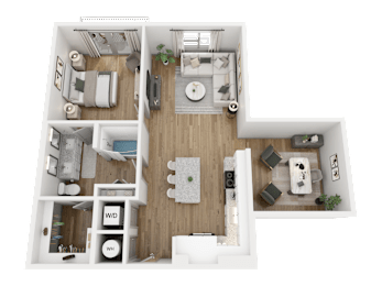 A top-down view of a house layout with labeled rooms.