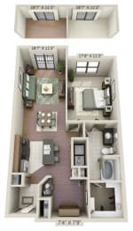 a floor plan with a bedroom and a living room