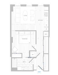 A floor plan of a house with labeled rooms such as Bedroom, Bath, Kitchen, Living room, Dining room, and Office.