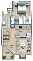 a floor plan of a house with a bedroom and a living room